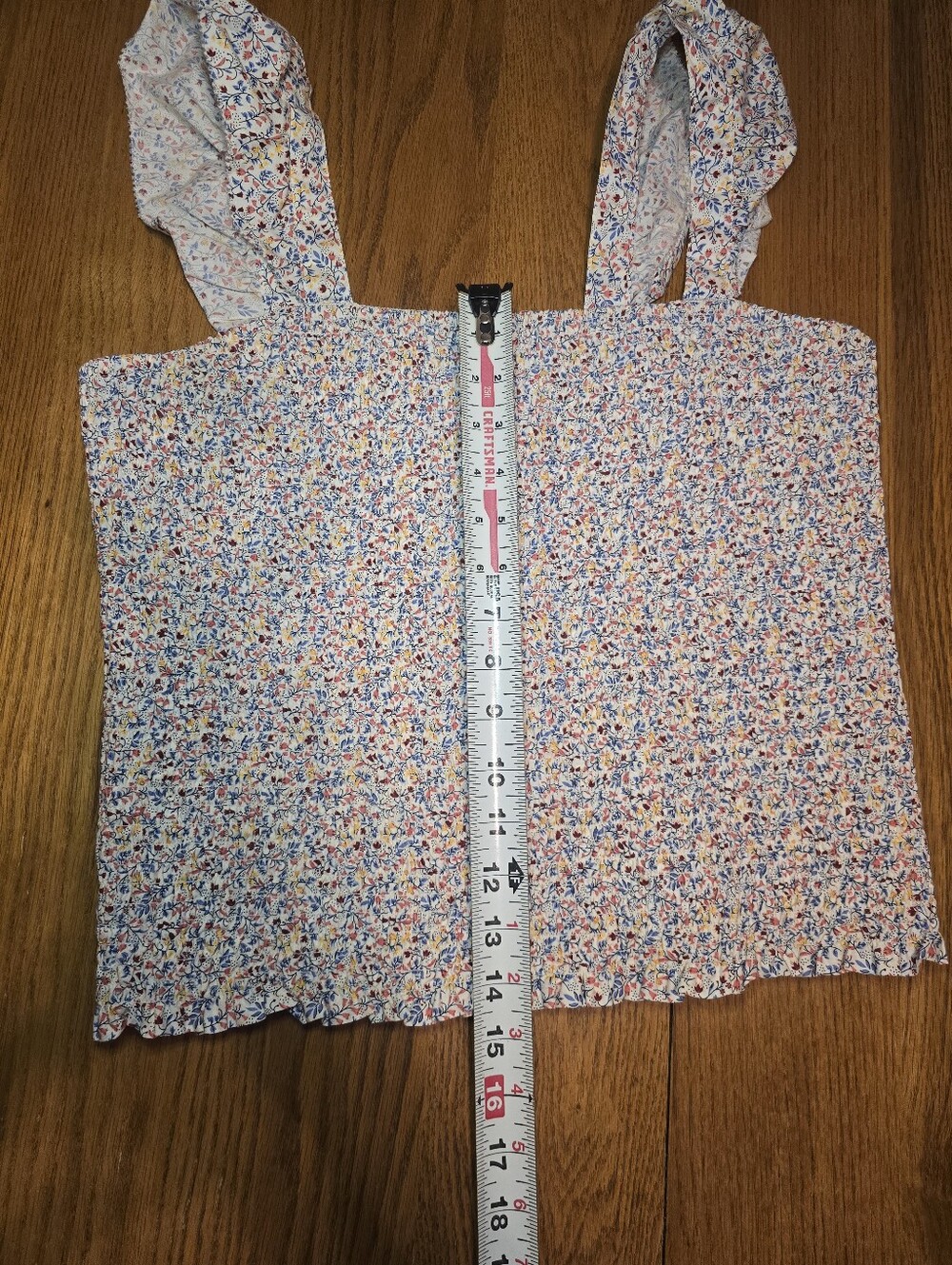 Old Navy Ruched Stretch Bodice Floral Cropped Flutter Sleeve Blouse Top Large - Picture 7 of 10